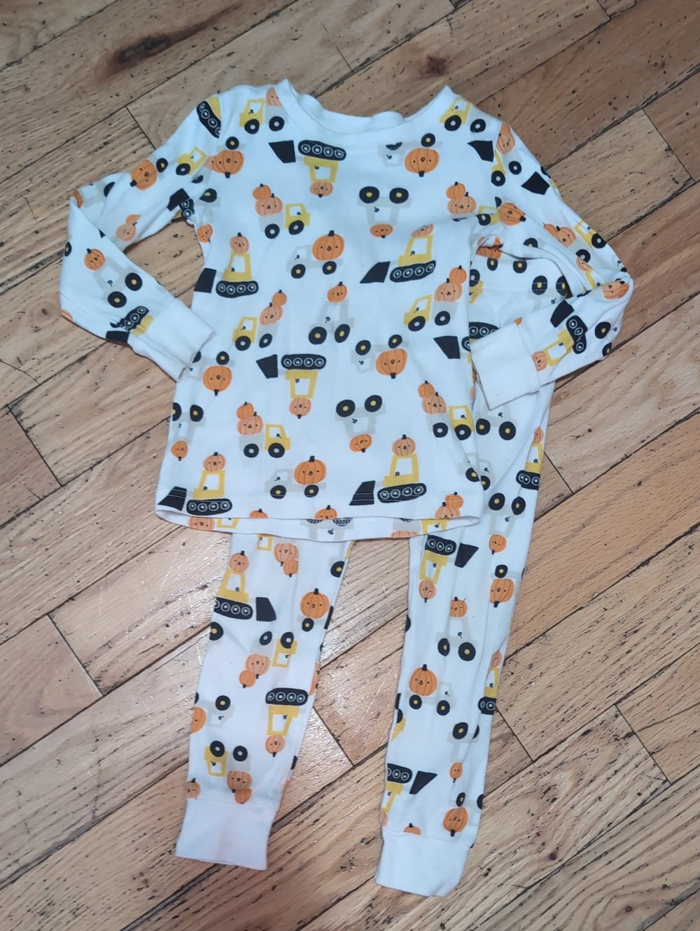 Old Navy Pumpkin Construction Halloween Pajamas Size 3T Boy Girl GUC *A3